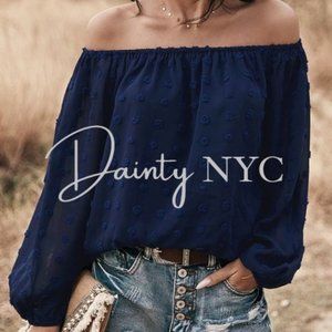 Boho Off Shoulder Loose Bubble Sleeve Top Gypsy